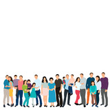 vector, isolated group of people standing, flat style