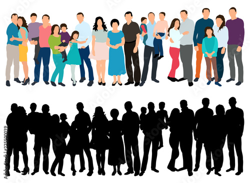  isolated group of people standing, silhouette of people