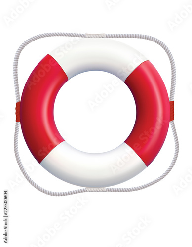 Lifebuoy isolated on a white background. Realistic vector 3d illustration.