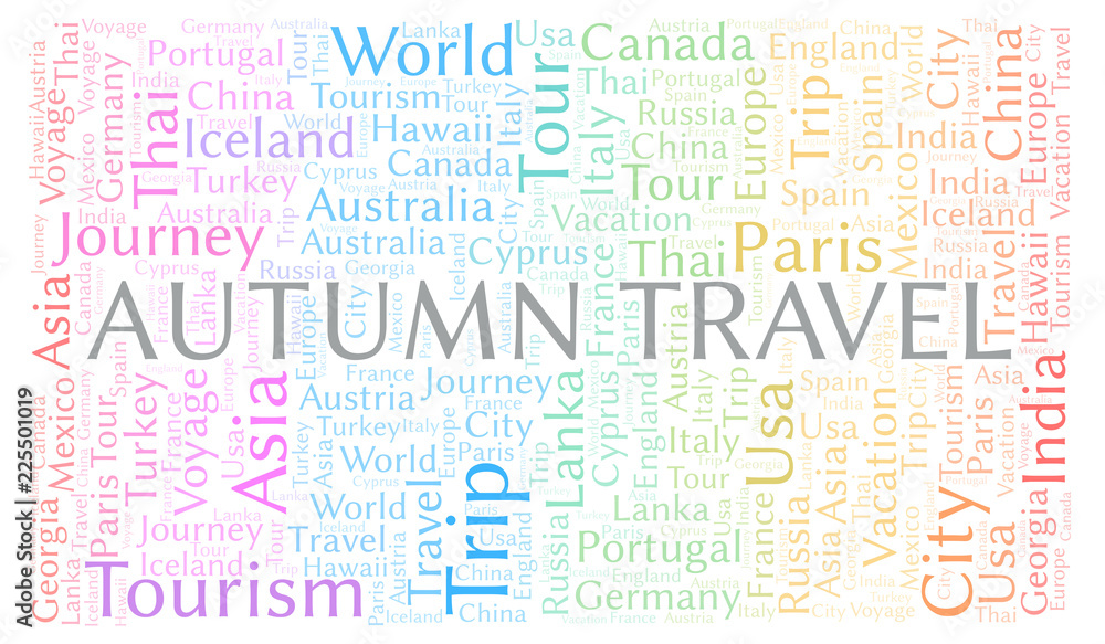 Fototapeta premium Autumn Travel word cloud.