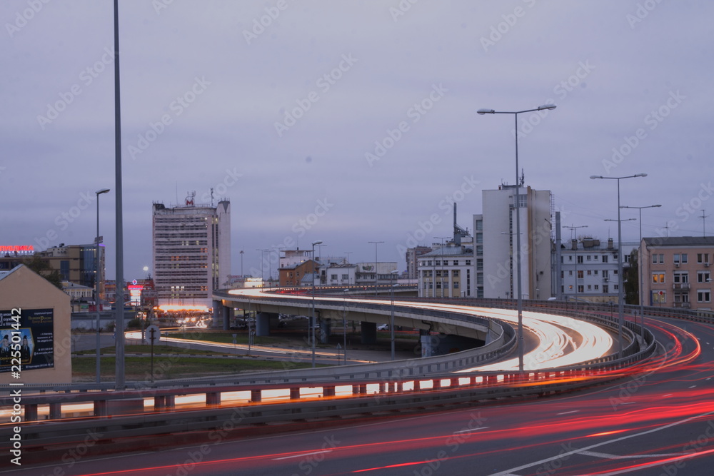 traffic in the city at morning