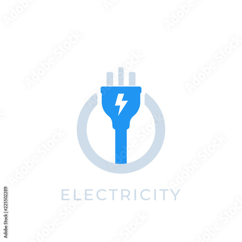 electricity vector icon with electric plug