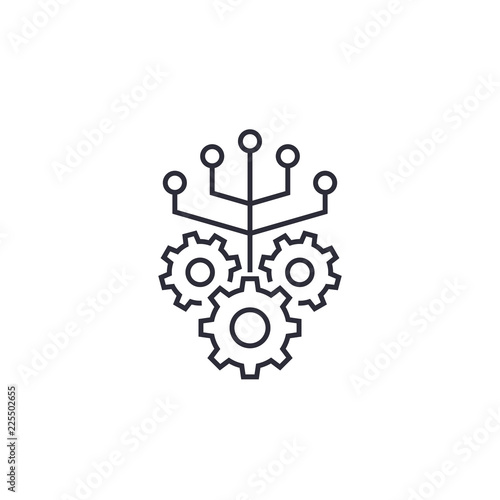 Integration vector line icon with gears