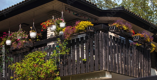 Balcony decorated with flowers photo