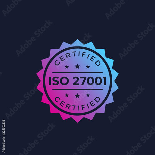 ISO 27001, information security standard, vector label