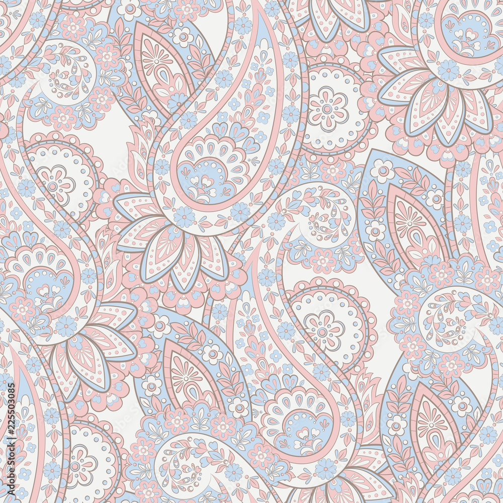 Paisley Floral pattern. Indian, damask seamless wallpaper. Vector background