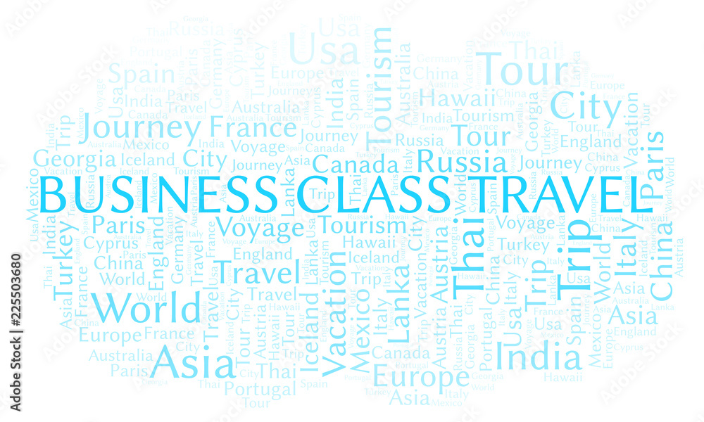Business Class Travel word cloud.