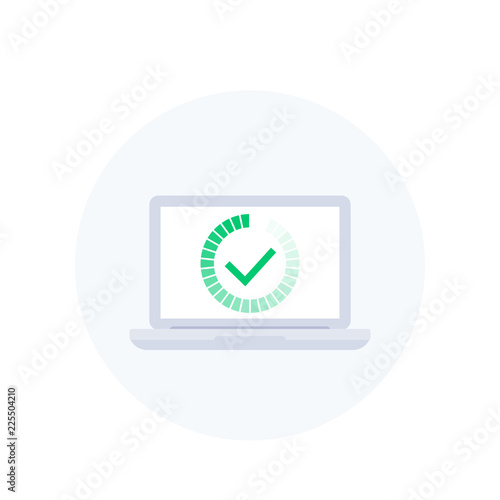 completed progress icon with laptop