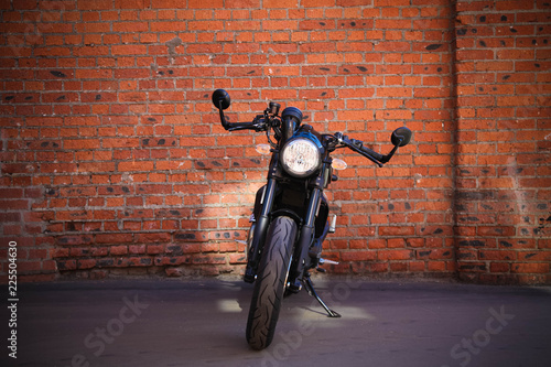 Εκτύπωση καμβά Woman and retro cafe racer motorcycle