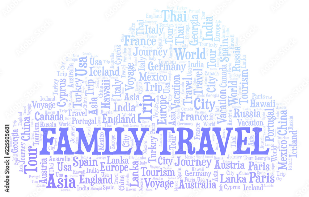 Family Travel word cloud. Family Travel word cloud.