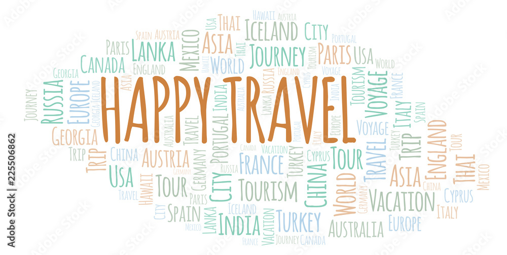 Fototapeta premium Happy Travel word cloud.