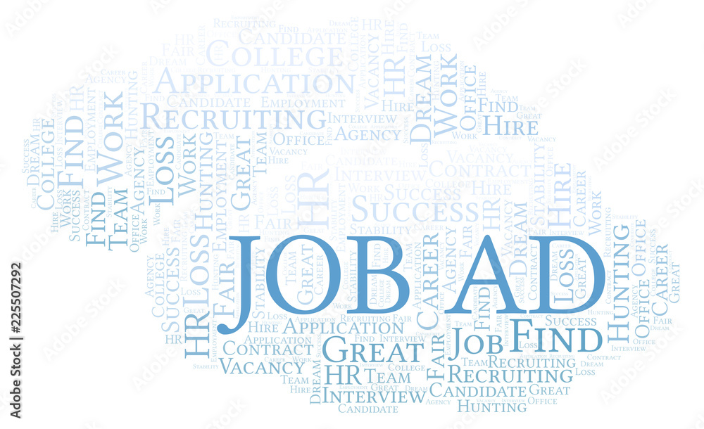 Obraz premium Job Ad word cloud.