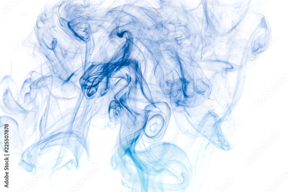 Fototapeta premium Blue smoke on white background