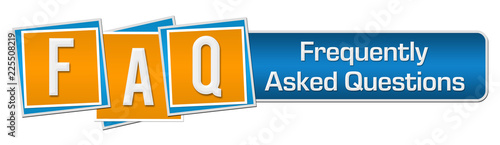 Bilde på lerret FAQ - Frequently Asked Questions Blue Orange Squares Bar