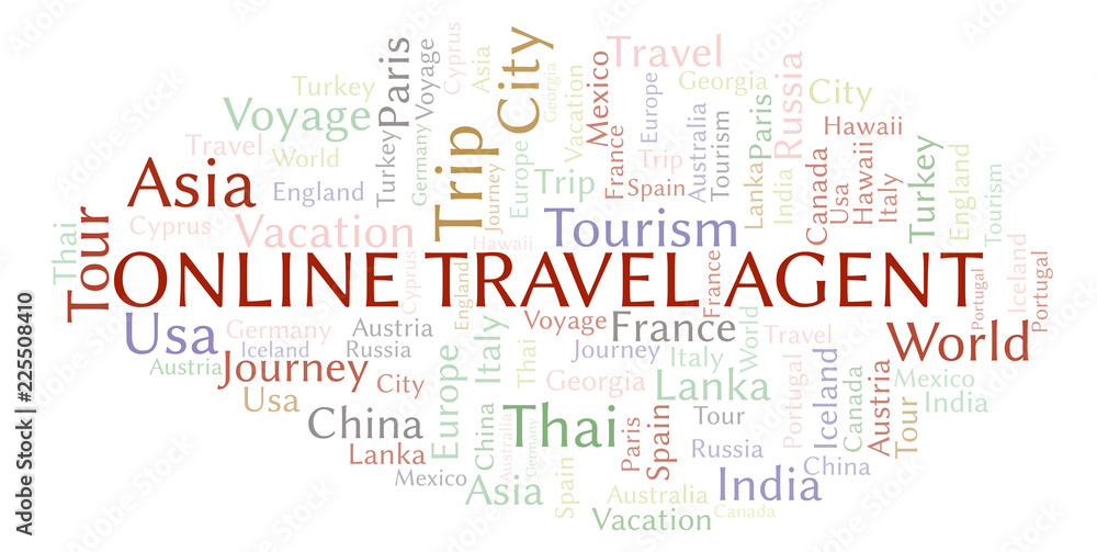 Obraz premium Online Travel Agent word cloud.