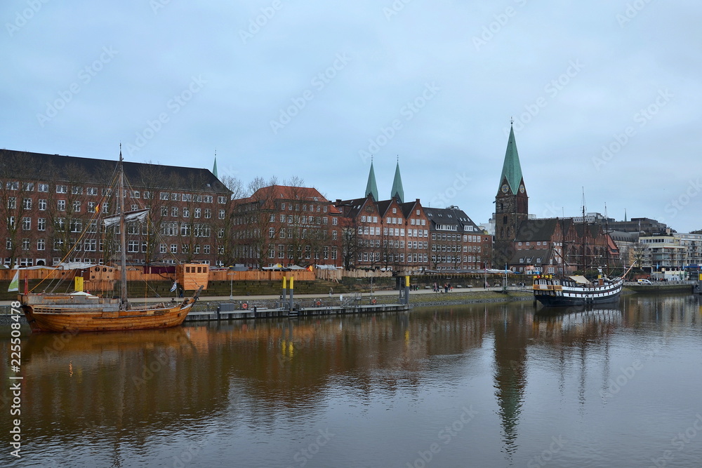Germany-Bremen and river Weser Germany-Bremen and river Weser