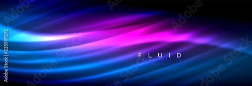 Neon glowing fluid wave lines, magic energy space light concept, abstract background wallpaper design