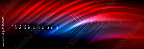 Neon glowing fluid wave lines, magic energy space light concept, abstract background wallpaper design