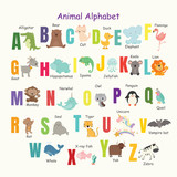 Set of cute animal alphabet.