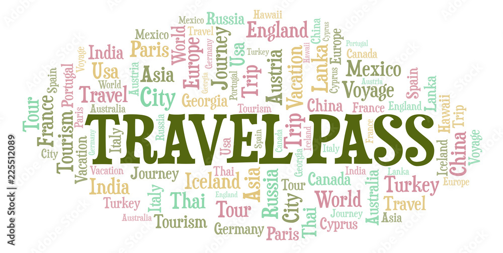 Travel Pass word cloud. Travel Pass word cloud.