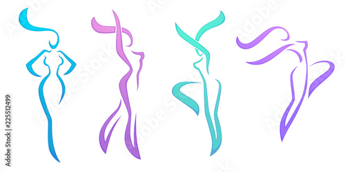 vector collection of abstract women in dancing poses