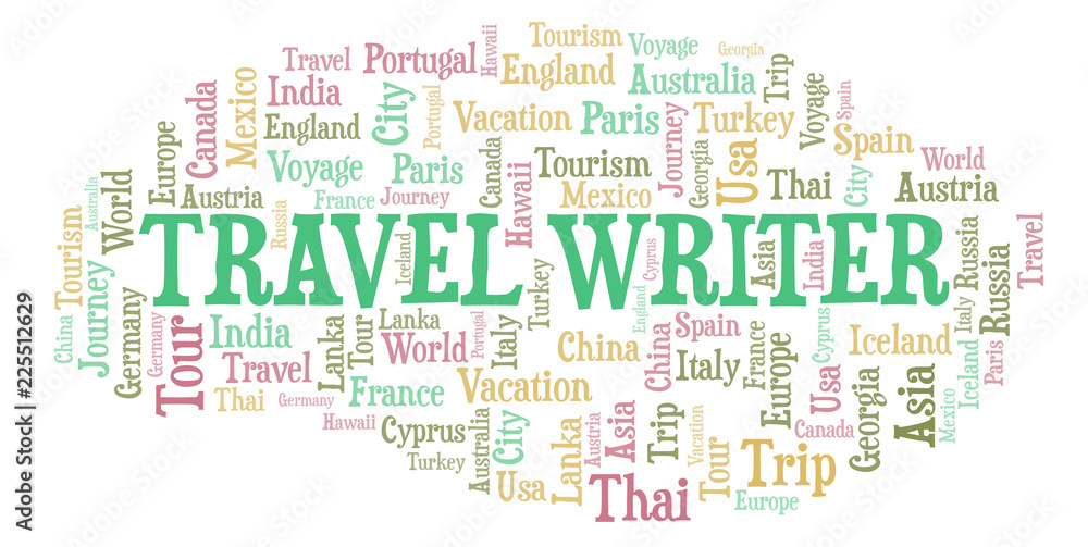 Travel Writer word cloud. Travel Writer word cloud.