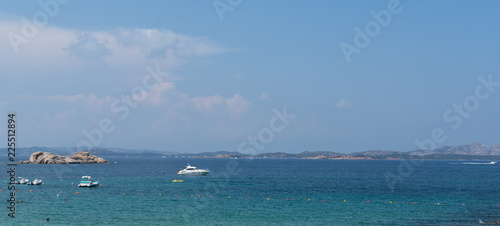 Yachts in Mediterranean sea near Sradinia, Italy photo