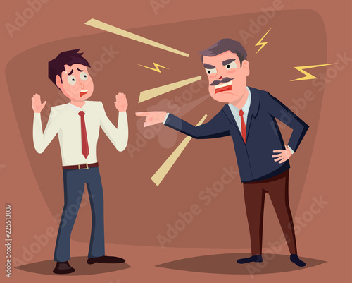 Angry boss yelling at employee