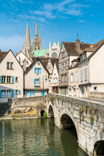 View of Chartres above the Eure river. France photo
