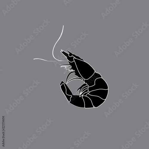 shrimp icon, silhouette