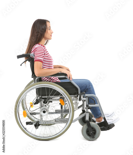 Young woman sitting in whee...