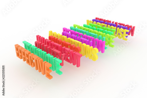 Technique   effective  business conceptual colorful 3D words. Message  style  abstract   text.