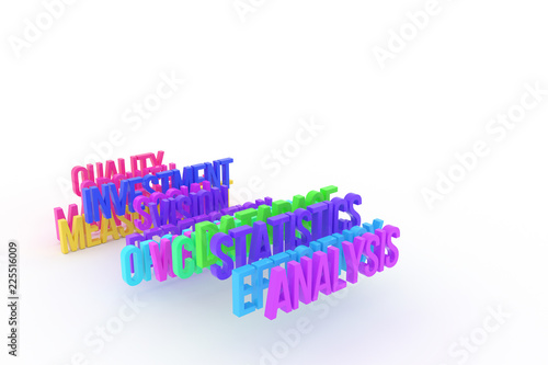 Statistics & analysis, business conceptual colorful 3D words. Title, digital, design & wallpaper. © BentChang