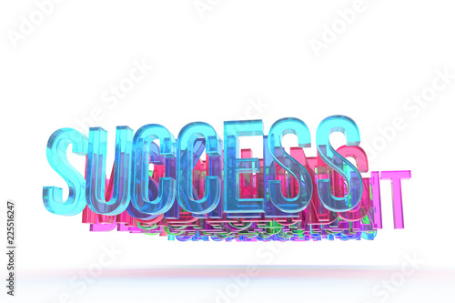 Success, business conceptual colorful 3D words. Title, positive, design & backdrop.