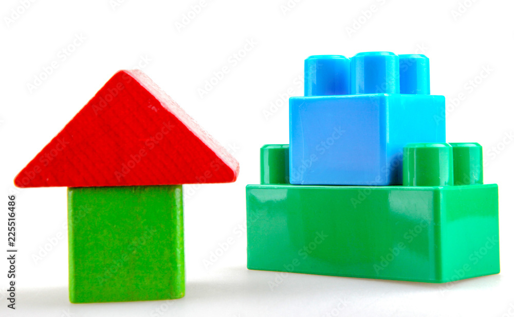 Fototapeta premium Plastic Building Blocks Isolated On White.