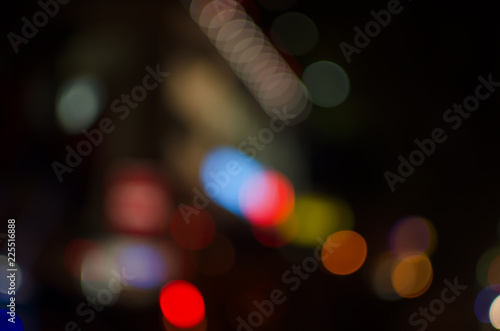 Abstract city night defocused light, blur bokeh, colorful & dark background. Bubble, pattern, shiny & dreamy. © BentChang