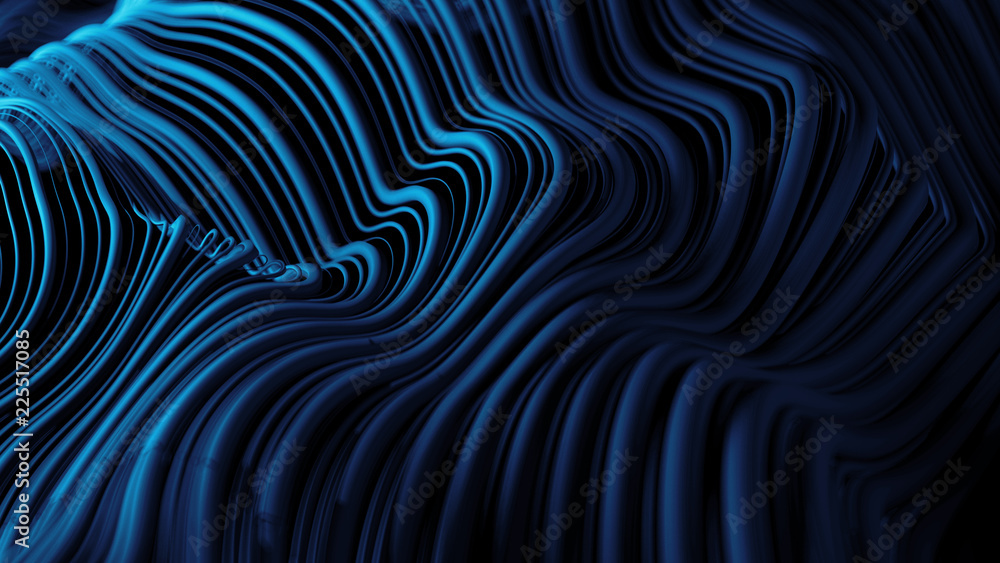 3d abstract background with wavy deformed thin and thick lines. Camera depth of field. Perfect for presentations. Organic flow lines. 3d abstract background with wavy deformed thin and thick lines. Camera depth of field. Perfect for presentations. Organic flow lines.