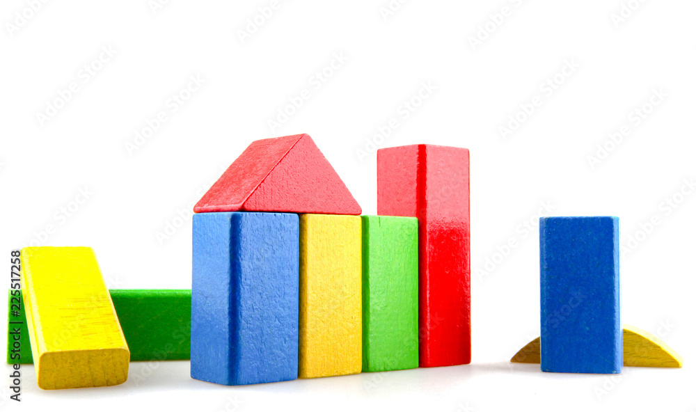 Wooden building blocks isolated on white background. Wooden building blocks isolated on white background.