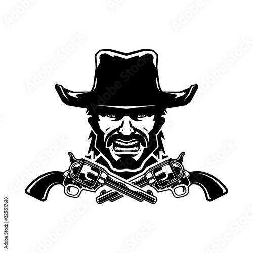 Cowboy mascot. Illustration isolated on background. Vector illustration, eps 10.