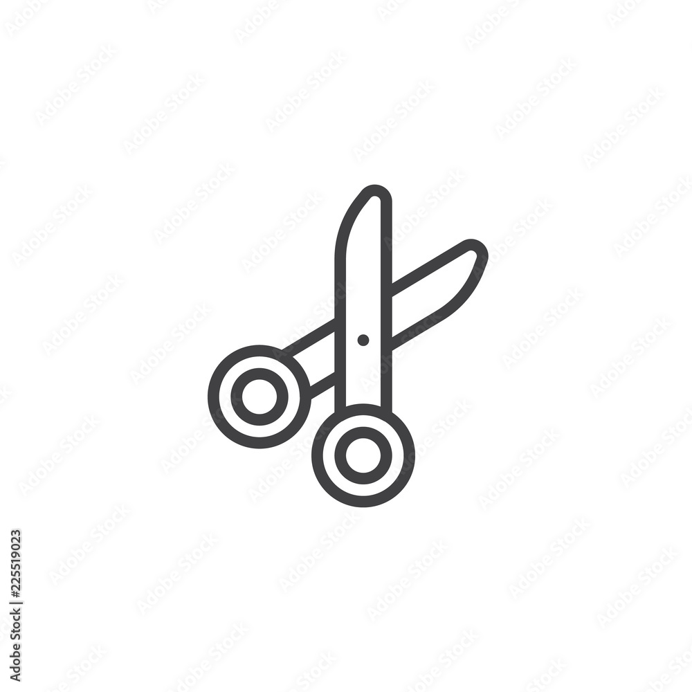 Scissors outline icon. linear style sign for mobile concept and web design. Cut line vector icon. Symbol, logo illustration. Pixel perfect vector graphics Scissors outline icon. linear style sign for mobile concept and web design. Cut line vector icon. Symbol, logo illustration. Pixel perfect vector graphics