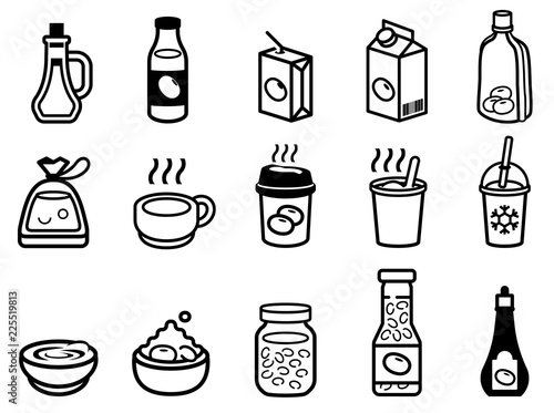 liquid food flavoring and milk from soybean in general product icon.