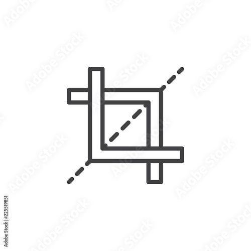 Crop tool outline icon. linear style sign for mobile concept and web design. Frame line vector icon. Symbol  logo illustration. Pixel perfect vector graphics