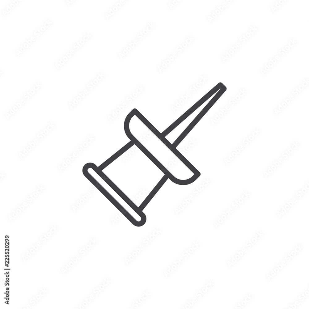 Push pin outline icon. linear style sign for mobile concept and web design. Thumbtack simple line vector icon. Symbol, logo illustration. Pixel perfect vector graphics Push pin outline icon. linear style sign for mobile concept and web design. Thumbtack simple line vector icon. Symbol, logo illustration. Pixel perfect vector graphics