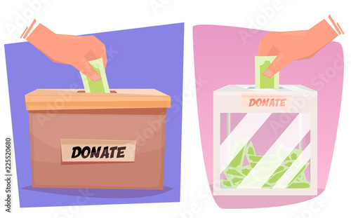 Hand placing money into donation box