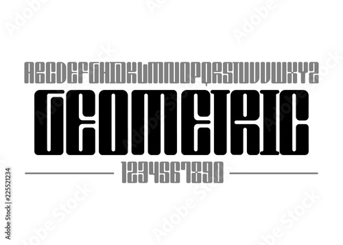 Geometric font. Simple type face. Vector typography illustration. Alphabet for logo, lettering and prints.