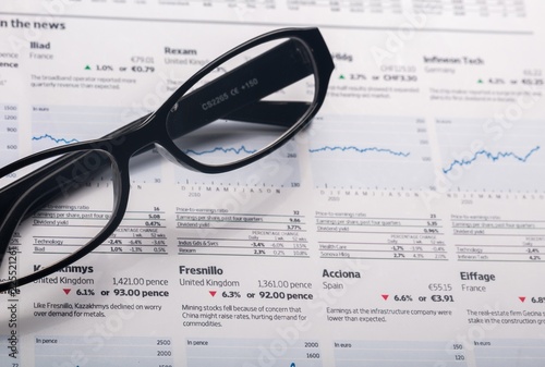 Glasses On Financial Report Close-up