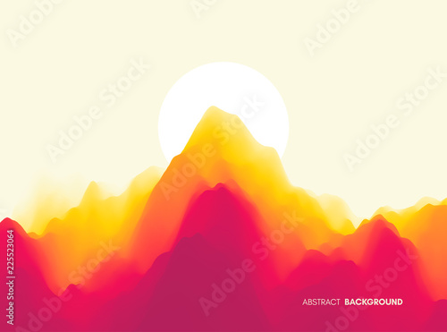 Fotografia Landscape with mountains and sun