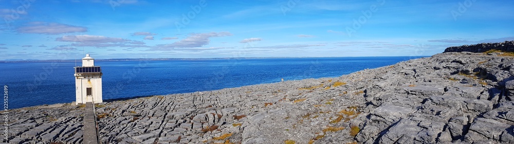 black head county clare ireland. the burren national park along the wild atlantic way on the geopark geotourism route. beautiful irish countryside landscape, unesco world heritage site in ireland.