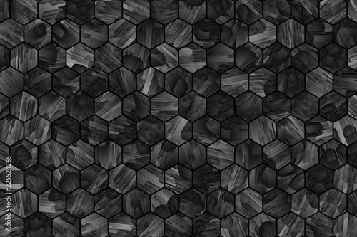 Black & white b&w pattern hexagon strip, background or texture for design.