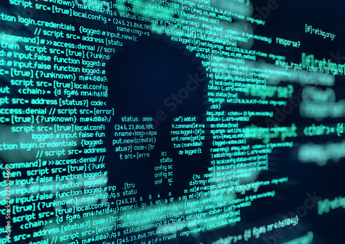 Slika na platnu Hacking and Virus Attack Computer Code Background